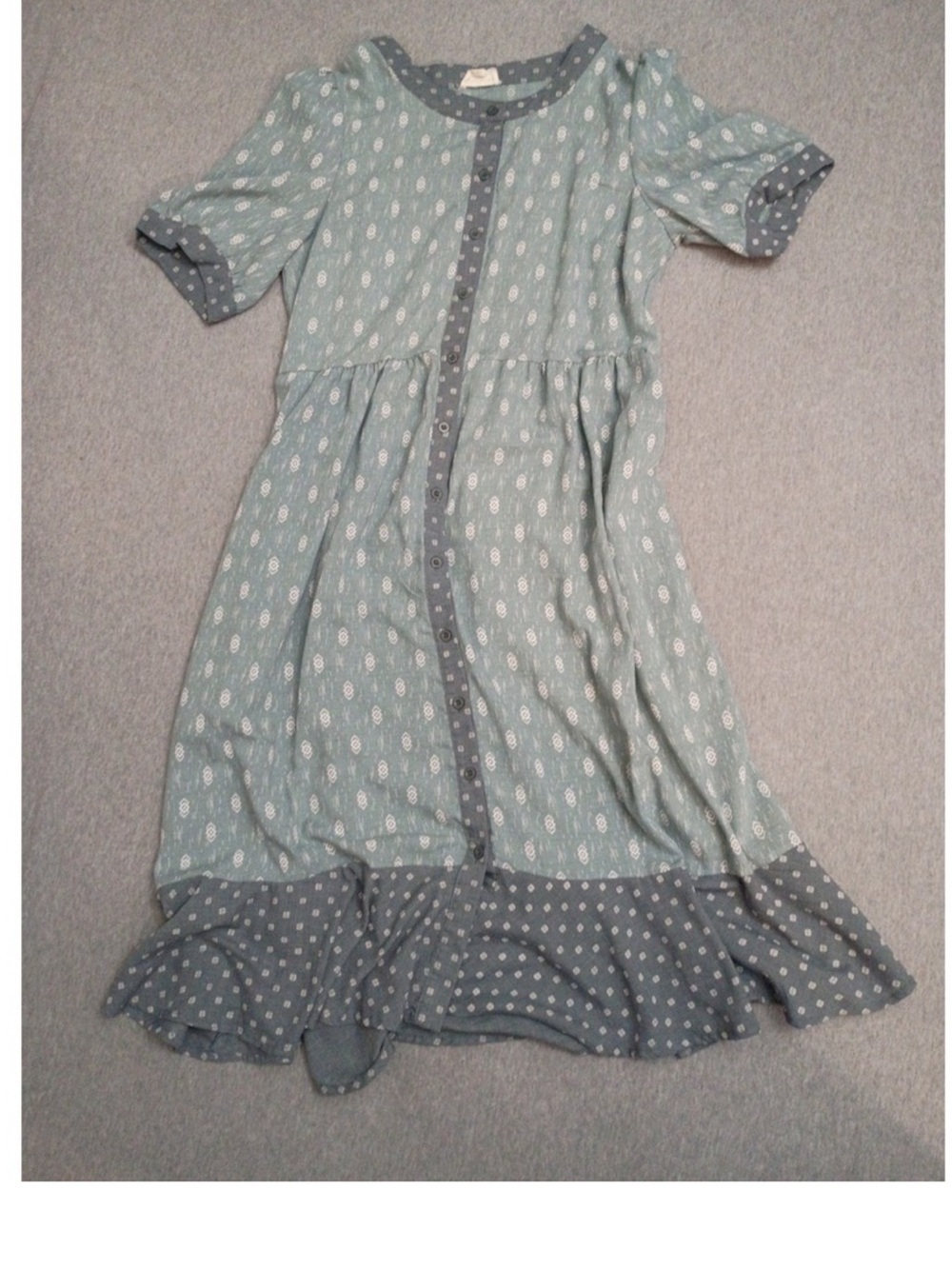 orange creek Pale gray blue Button-Front Casual Dress (Rare)